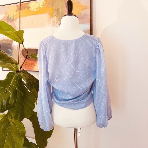 BUDDY LOVE Top Blouse Women's M Romantic Pastel Purple Tie Front Sheer SPRING - Picture 11 of 14
